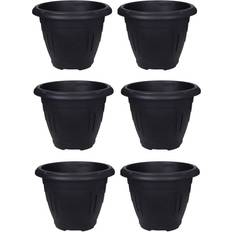 Pots, Plants & Cultivation Whitefurze 6 X Black Round Venetian Garden Flower Planter Pot 43Cm