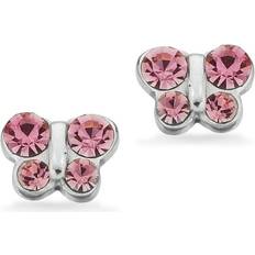 Børn Øreringe Scrouples Butterfly Earrings - Silver/Pink