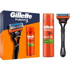 Gillette Fusion 5 Nassrasierer Herren, Geschenkset 1 Ersatzklinge Fusion Ultra Sensitive Rasiergel 200 ml, Geschenk für Männer