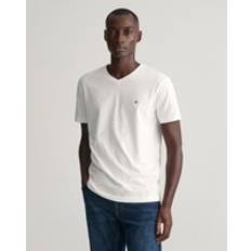 Gant Herre Slim fit Shield T-shirt med V-hals Hvid