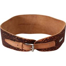 Ermanno Scervino Scervino Street Brown Wide Leather Embroidered Design Logo Belt