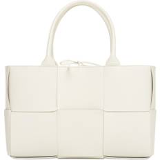 Suede - White Bags Bottega Veneta Small Arco Leather Tote Bag White-gold 01