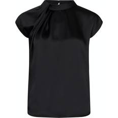 Dam - Svarta Blusar Neo Noir Fleur Drapy Satinblus - Black
