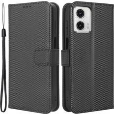 Skalo Motorola Moto G73 5G Premium Mini Rhombus Wallet Flip Cover Sort