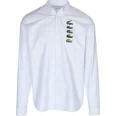 Lacoste Chemises Lacoste Striped Shirt With Croc Patch - White/Blue