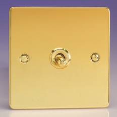 Varilight 1 Gang 10A Intermediate Dolly Toggle Switch Ultra Flat Polished Brass XFVT7