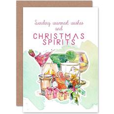 Christmas Cards & Invitations ARTERY8 Wee Blue Coo Christmas Spirits Warmest Wishes Alcohol Greeting Card