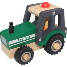 Magni Traktor i træ med gummihjul grøn