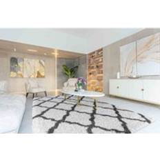 Carpets & Rugs Serdim Rugs Moroccan Berber Shaggy Bold Trellis White