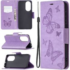 Lila Stoßschutz König Design Hülle Handy Schutz für Huawei P50 Case Flip Cover Tasche Etuis Bumper Violett