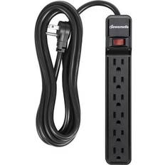 Surge Protectors Dewenwils 6-Outlet Surge Protector Power Strip with 10ft Long Extension Cord, Low Profile Flat Plug, 500 J, Black