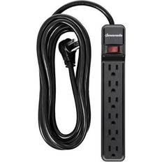 Surge Protectors Dewenwils 6-Outlet Surge Protector Power Strip with 15ft Long Power Cord, Low Profile Flat Plug, 500 J, Black