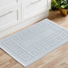 Polypropylene Entrance Mats Serdim Rugs Ivy Washable Greek Key Anti Silver