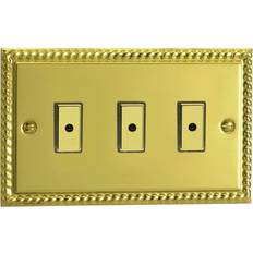 Varilight Multi-Point Georgian Roped Brass 3 Gang 1-Way Remote Control/Touch Master LED Dimmer