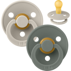 Bibs Rund Colour Napp 2-Pack Stl 1 Naturgummi Sand/Pine