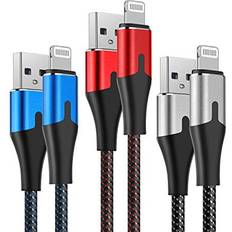 Cables iPhone Charger 10 ft Apple MFi Certified Cable Long Lightning Charging Cord 10ft 3Pack for iPhone 13/12/11 Pro/Max/X/XS/XR/8 Plus/7/6/5S/SE/5/iPad/Air 2 /Mini/ 10 Foot USB Charge