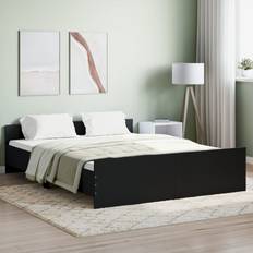 Letti e Materassi vidaXL Giroletto Con Testiera E Pediera Nero 160x200 cm