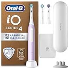 Oral-B iO4 Electric Toothbrushes For Adults, Gifts For Women Him, 3 Toothbrush Heads, Travel Case & Toothbrush Head Holder, 4 Modes With Teeth Whitening, 2 Pin UK Plug, Pink