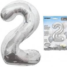 Latex Balloons Unique Party 2 Silver Giant Numeral Balloon