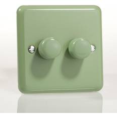 Green Electrical Outlets & Switches Varilight Pastel 2 x 250W 2-Way Push-on Push-off Dimmer Switch Beryl Green