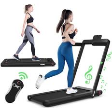 Treadmill Treadmills Gymax 2 in 1 Folding Treadmill Electric Walking Running Machine Bluetooth LED Display Black