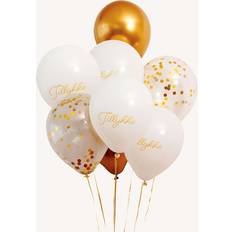 Latexballoner Ballonbuket Guld og Hvid 12 stk