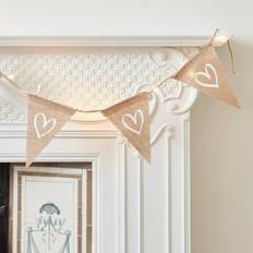 Lights4fun Heart Hessian LED Bunting Warm White