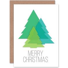 White Cards & Invitations ARTERY8 Wee Blue Coo Christmas Xmas Three Trees Merry Fun Greeting Card