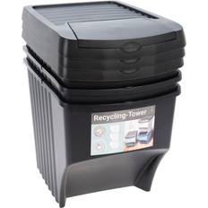 Black Storage Systems Koopman Recycle Bins 3 x 22L Food Stackable Storage System 3pcs