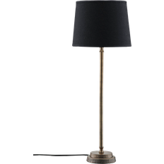 PR Home Lámparas de mesa PR Home Kent Schmale Fensterbank Tischlampe Antik Messing Textilschirm Schwarz E27 58x20x20 cm Lámpara de mesa