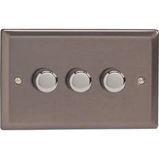 Fixed Installation Wall Dimmers Varilight JRDP303 Classic Pewter 3 Gang 2-Way Push On/Off LED Dimmer 0-120W V-Pro