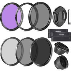 Neewer 52mm Lens Filter Kit: UV, CPL, FLD, ND2, ND4, ND8, Lens Hood and Lens Cap Compatible with Canon Nikon Sony Panasonic DSLR Cameras with 52mm Lens