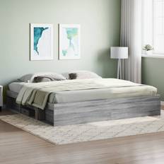Grå Sengeben vidaXL Sengeramme 200x200 cm Grå Sonoma-Eg Sengeben