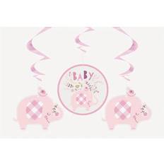 Baby shower hænge dekorationer 3 stk. Pink Floral Elephant