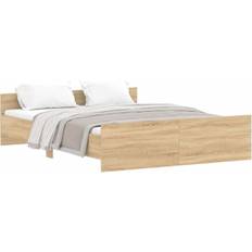 Letti e Materassi vidaXL Giroletto Con Testiera Rovere Sonoma 140x200 cm - Marrone