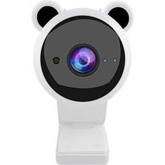 White Webcams Greenzech White 1080P HD Cute Panda Webcam 30FPS Built-in Microphone Plug and Play Web Camera for PC Laptop Video Conference