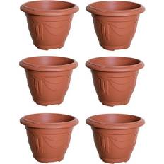 Pots, Plants & Cultivation Whitefurze 6 Terracotta Round Venetian Pot Garden Planter 43cm