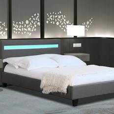 Comfy Living Fabric Modern Bed Frame With Light