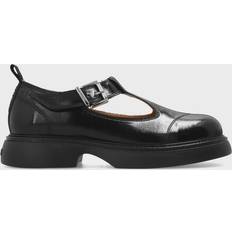 Ganni Loafers Ganni Women's Everyday Buckle Mary Jane Leather Shoes Black