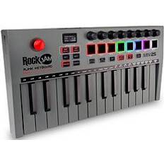 Grå MIDI-keyboards Rockjam 25 Key Usb And Bluetooth Midi Keyboard Controller With 8 Backlit Drum Pads Grey