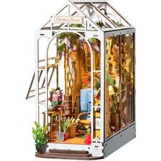 Bogreol miniaturehus byggesæt i træ med LED lys, Garden House