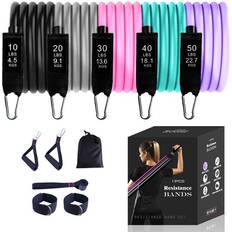 Tianfu Exercise Resistance Bands Set for Women, Home Gym Fitness Workout Bands 11PCS with Fitness Tubes, Foam Handles, Ankle Straps