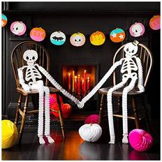 Inflatable Decorations Talking Tables 2x Skeletons Halloween Party Decorations Mr & Mrs Paper Honeycombs Day of the Dead Skulls, Graveyard Props