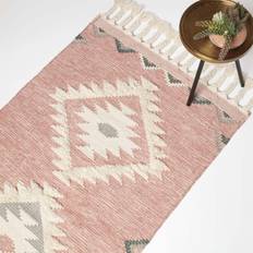 Carpets & Rugs Homescapes Pali Pink Kilim Wool White