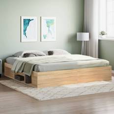 Bettfüße vidaXL Bettgestell Sonoma-Eiche 200x200 cm Braun Bettfüße