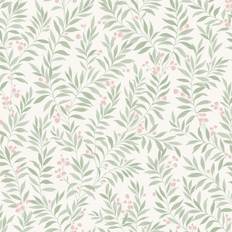 Grandeco Green Sage Trail Foliage Flowers Textured Wallpaper