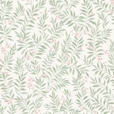 Green Sage Trail Foliage Flowers Textured Wallpaper