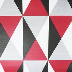 YöL Diamond Red Wallpaper Geometric Triangles Retro Burgundy Black Grey Textured