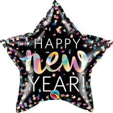 Text & Theme Balloons Qualatex Iridescent Star New Year Foil Balloon Black One Size