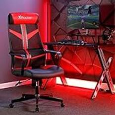 X-Rocker Red Gaming Chairs X-Rocker Helix Mesh Office PC Gaming Chair, Adjustable Computer Office Chair with Breathable Mesh Fabric, Height Adjustable Swivel Base Chair with Natural Lumbar Support and Head Support RED